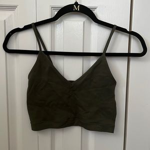 Garage ribbed army green cropped tank top